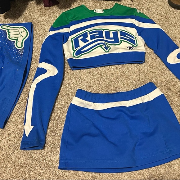 Varsity Stingray Blue and Green youth cheer uniform Matching Set